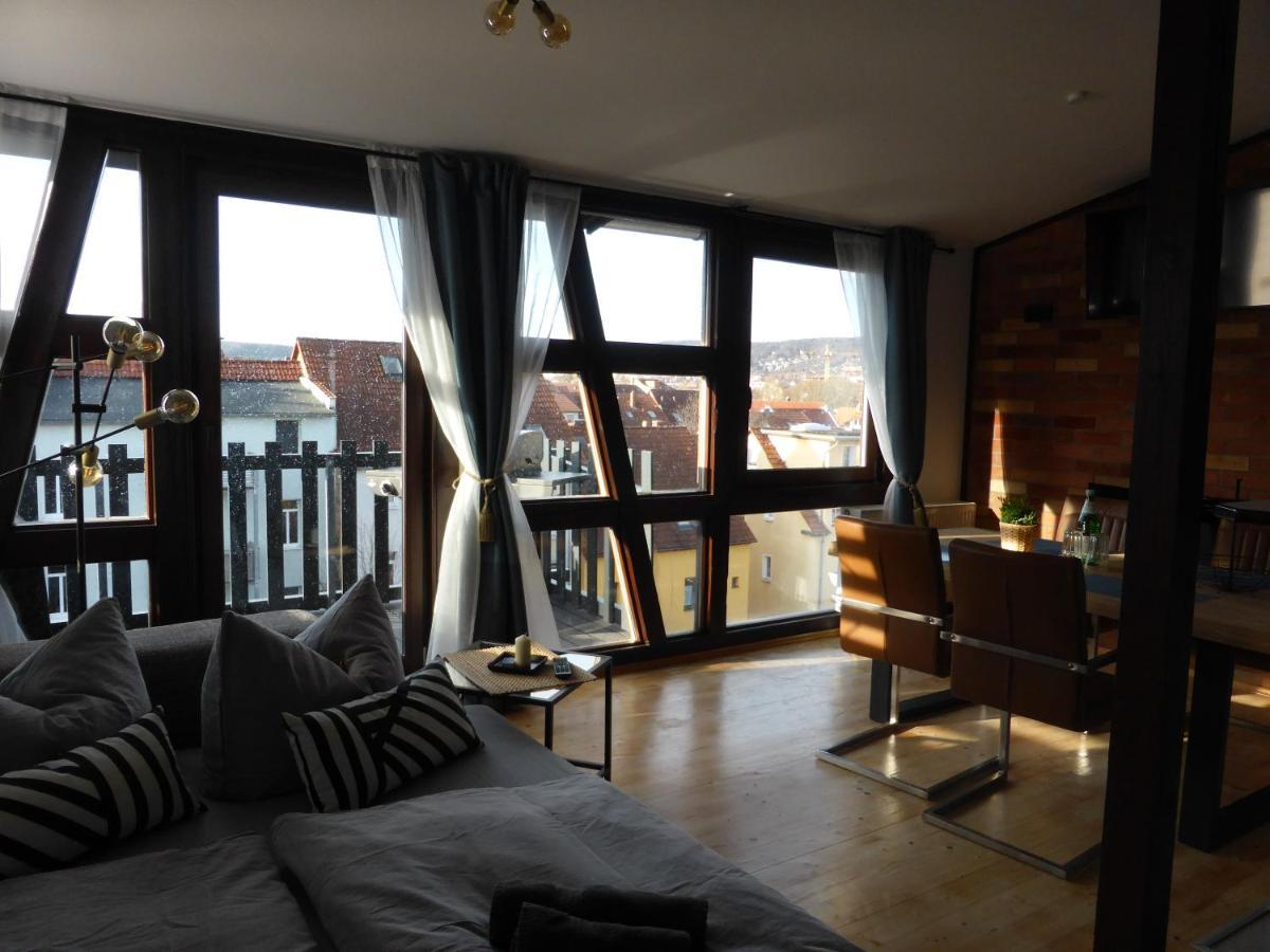 Apartment Skyline of Jena, luxuriös, einzigartig, free Wifi, Parkplatz, klimatisiert, zentral Exterior foto