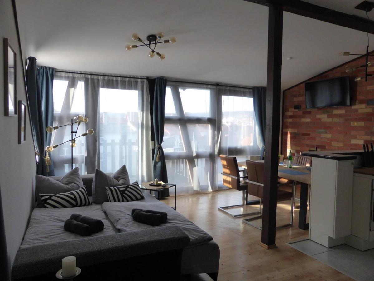 Apartment Skyline of Jena, luxuriös, einzigartig, free Wifi, Parkplatz, klimatisiert, zentral Exterior foto